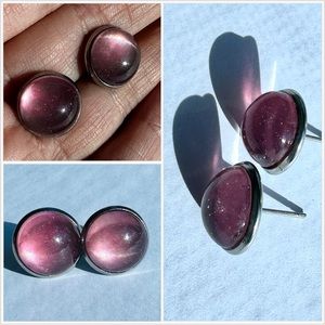 Handmade Various Shimmer Glitter 12mm Silver Stud Earrings